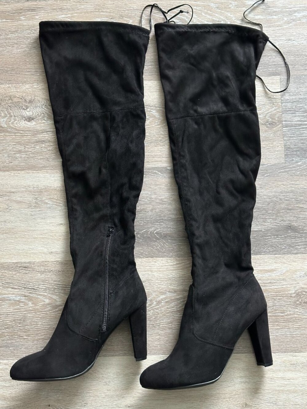 Black Faux Suede Thigh High Boots Women's Size 11